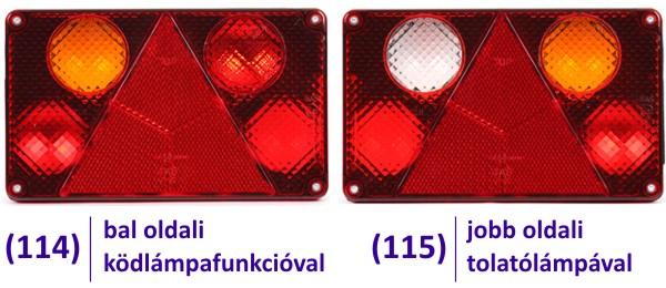 Tégla 6 funkciós hátsólámpa 3szög prizmával