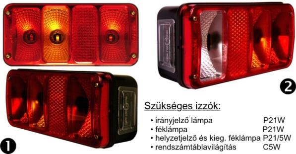 Kristály 4 cellás hátsólámpa